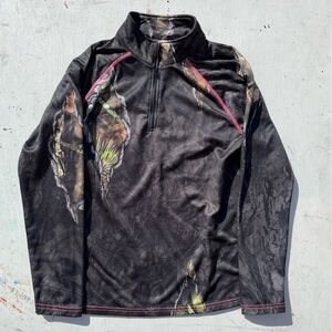 Women's Mossy Oak Shirt Multicolor Camo Pullover M Hunting Decoy Half Zip Light